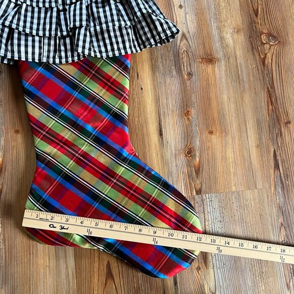 Lot of 6 NWT d. stevens Christmas Stockings Nutcracker Plaid Taffeta Ruffled Gin - Picture 4 of 8